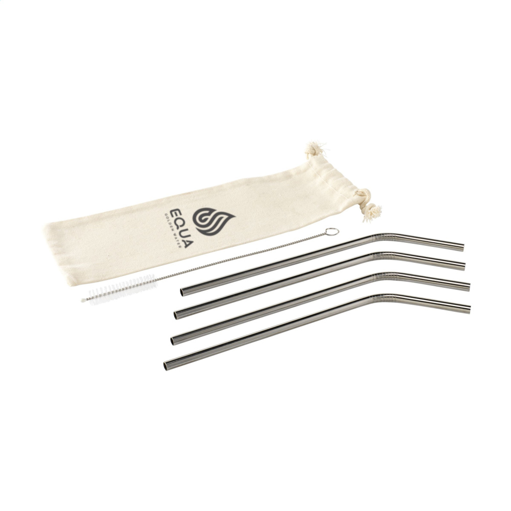 Logotrade promotional merchandise photo of: ECO RVS 4 pieces ECO Straw Set stainless-steel straws