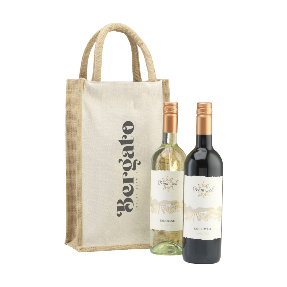 Logotrade promotional items photo of: Jute Canvas Double Wine Bag