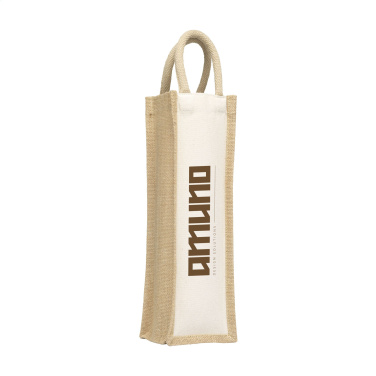 Logo trade promotional giveaway photo of: Jute Canvas Wine Bag