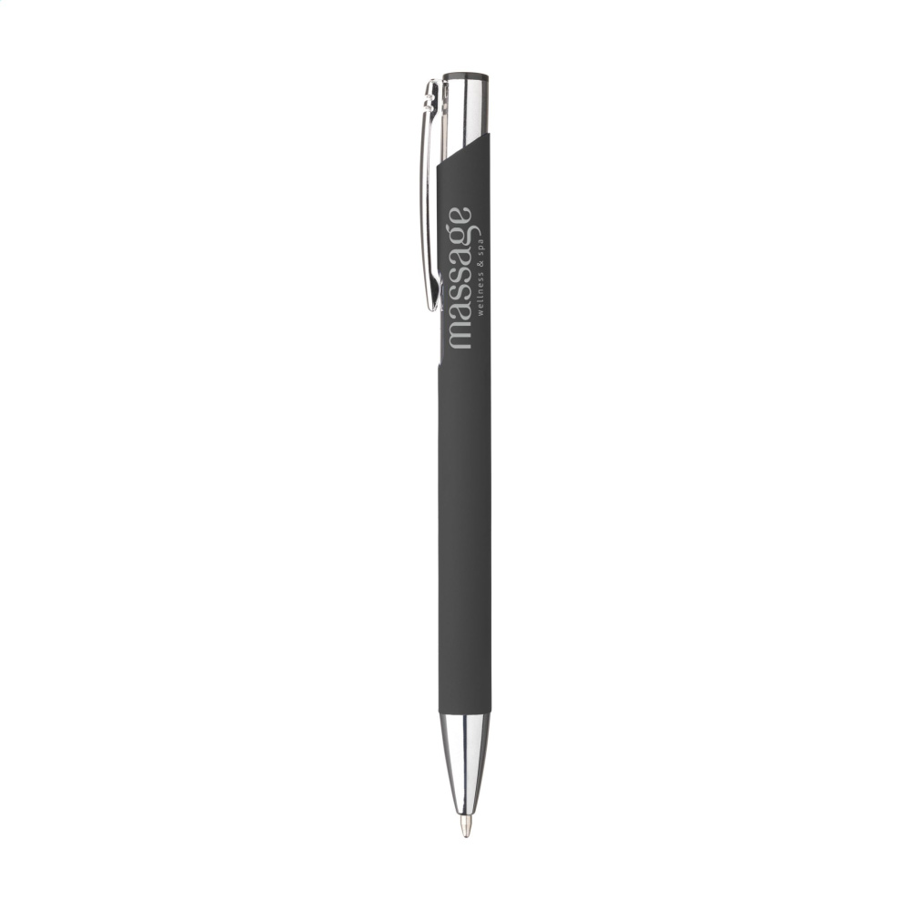 Logo trade promotional giveaways image of: Ebony Soft Touch pen