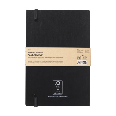 Logotrade promotional merchandise image of: Bamboo Journal Naked Spine Paper Notebook Black A5