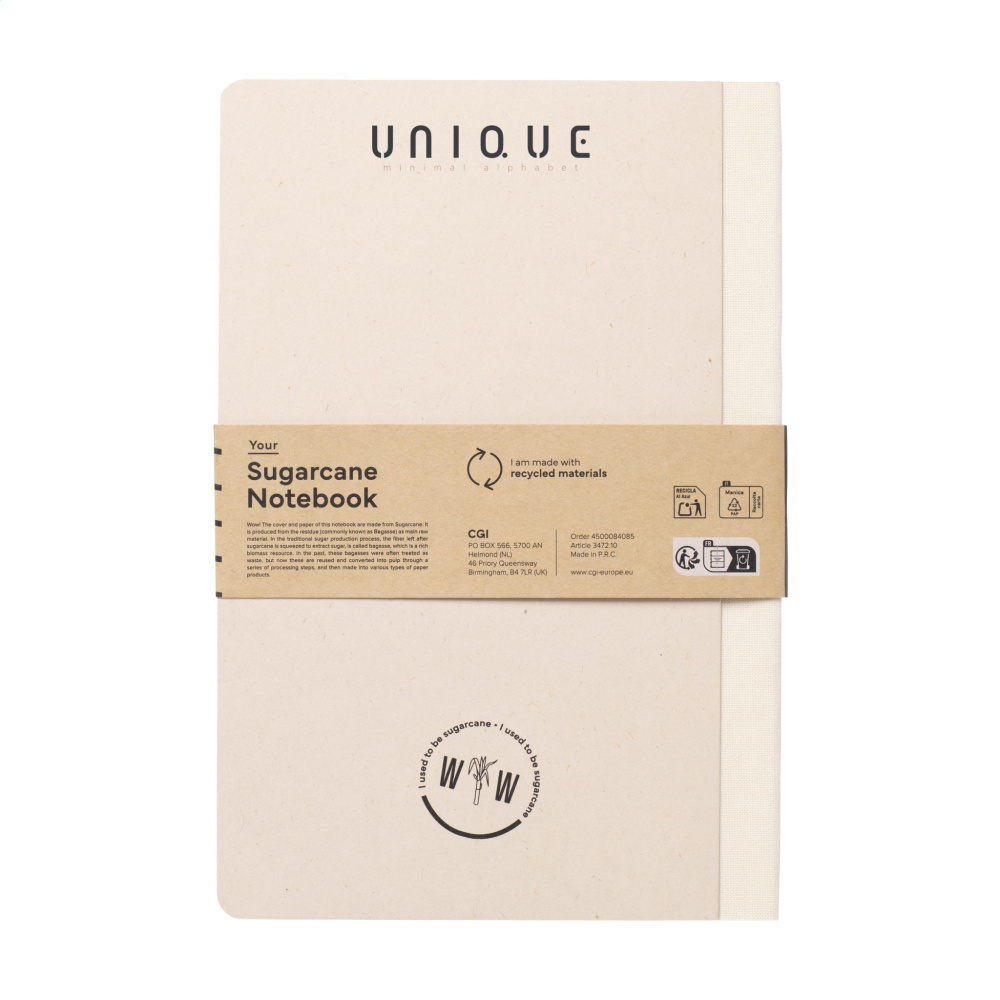 Logo trade promotional items image of: Sugarcane Paper Notebook A5