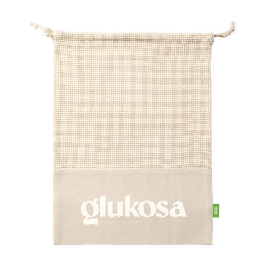 Logo trade corporate gifts image of: Natura Organic GOTS Mesh Bag (120 g/m²) fruit bag