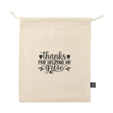 Logo trade corporate gift photo of: Gift Pouch Natural GRS Recycled Cotton (150 g/m²) M