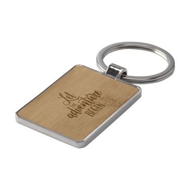 Logo trade promotional product photo of: Bamboo Key Rectangle keyring