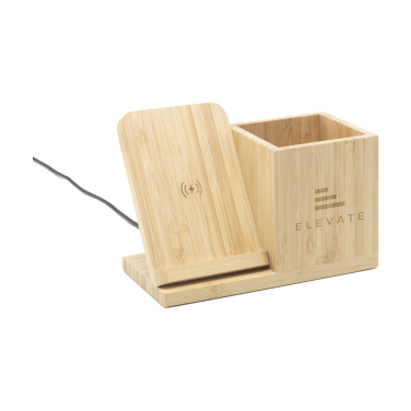 Logotrade promotional merchandise photo of: Bamboo Boss 15W charger/pen holder