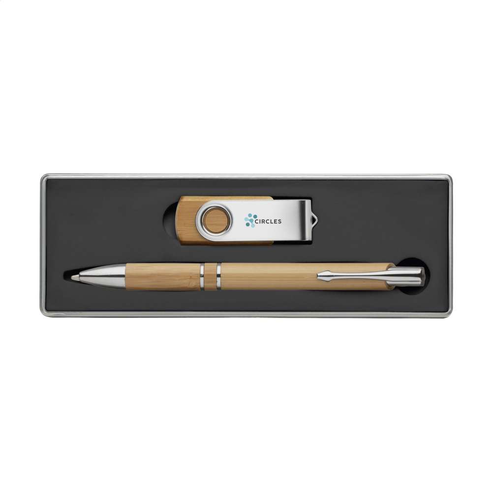 Logotrade advertising product picture of: Bamboo Connect Giftset 8 GB