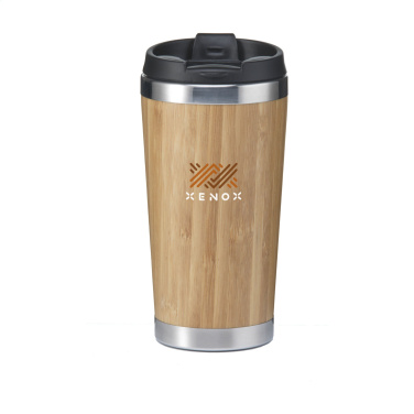 Logo trade promotional merchandise photo of: Tokyo 450 ml bamboo thermo cup