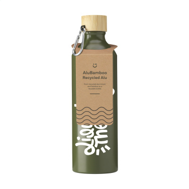 Logo trade business gifts image of: AluBamboo GRS Recycled Alu 750 ml water bottle