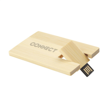 Logo trade promotional items image of: CreditCard USB Bamboo 32 GB