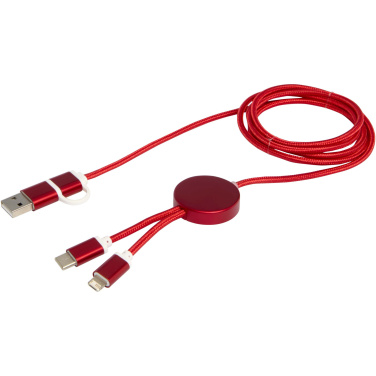 Logo trade promotional products image of: Alasia 5-in-1 recycled aluminium and plastic 150 cm data sync and 27W fast charge cable