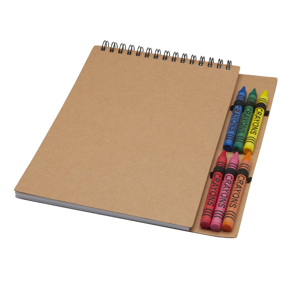 Logotrade corporate gift image of: Doodle A5 spiral soft cover notebook and crayon set