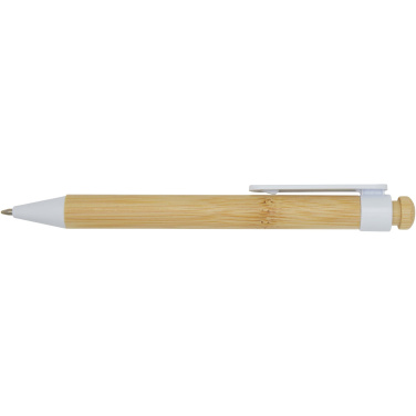 Logo trade advertising products image of: Rattan bamboo and recycled plastic ballpoint pen (black ink)