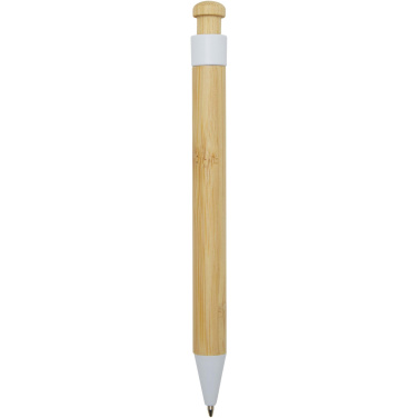 Logo trade promotional products image of: Rattan bamboo and recycled plastic ballpoint pen (black ink)