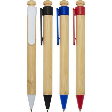 Logo trade promotional merchandise photo of: Rattan bamboo and recycled plastic ballpoint pen (black ink)