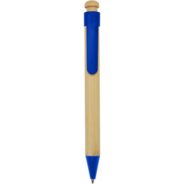 Logo trade promotional giveaways image of: Rattan bamboo and recycled plastic ballpoint pen (black ink)