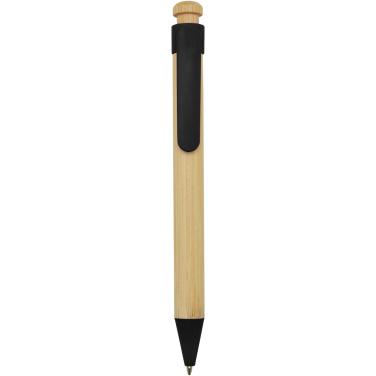 Logo trade advertising products picture of: Rattan bamboo and recycled plastic ballpoint pen (black ink)