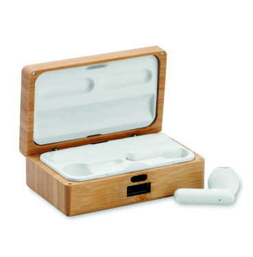 Logotrade advertising product image of: TWS earbuds in bamboo case