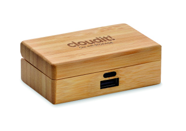 Logo trade promotional giveaways picture of: TWS earbuds in bamboo case