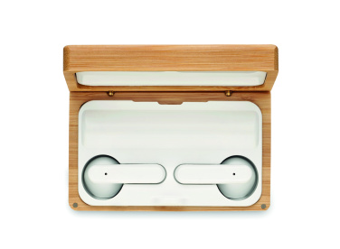 Logotrade promotional gift picture of: TWS earbuds in bamboo case