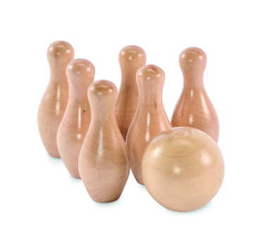 Logo trade promotional gifts picture of: Mini pine wood bowling set