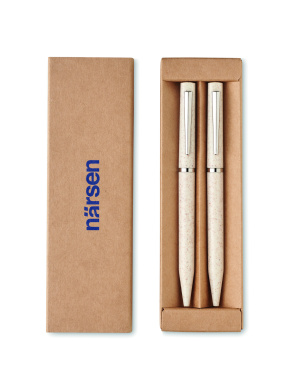 Logotrade business gift image of: Wheat straw/ABS twist pen set