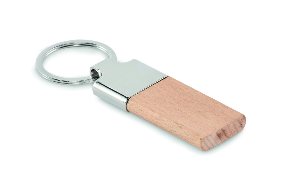 Logo trade promotional merchandise picture of: Key ring with rubber wood