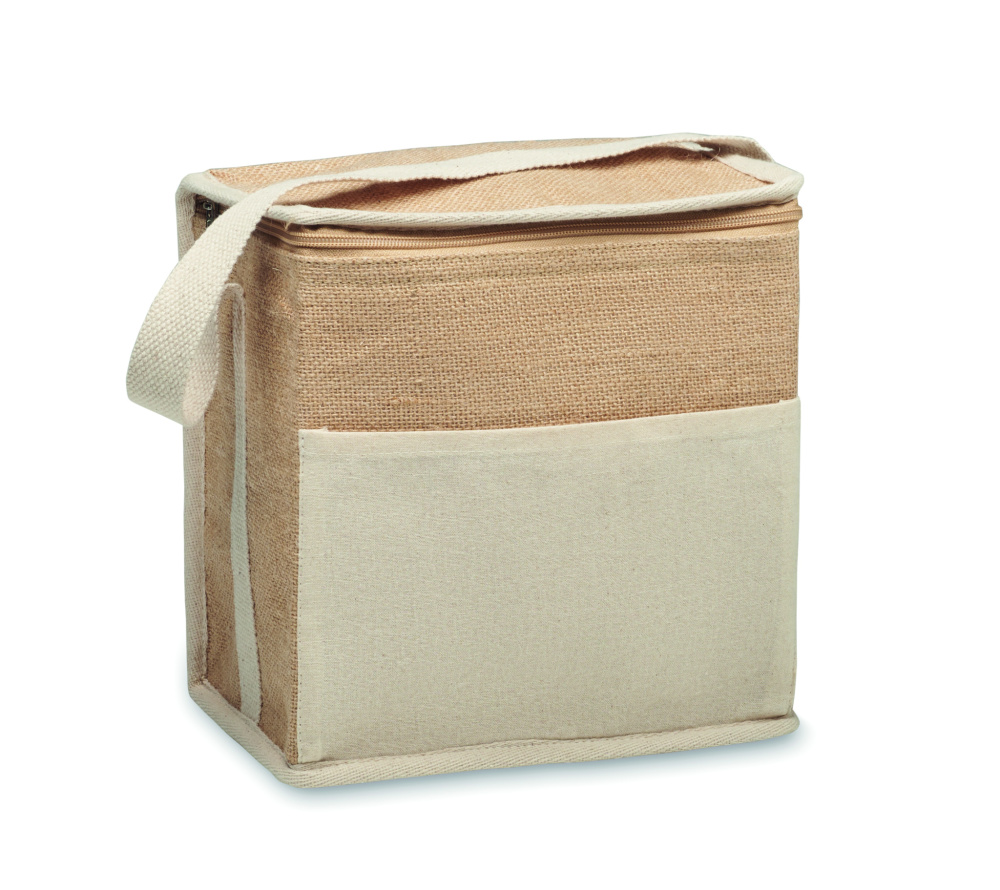 Logo trade corporate gifts picture of: Jute and canvas cooler bag 3L