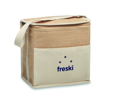 Logo trade advertising product photo of: Jute and canvas cooler bag 3L