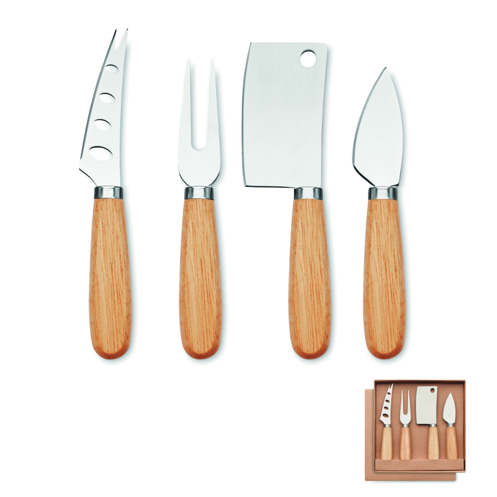 Logo trade promotional giveaways image of: Set of 4 cheese knives