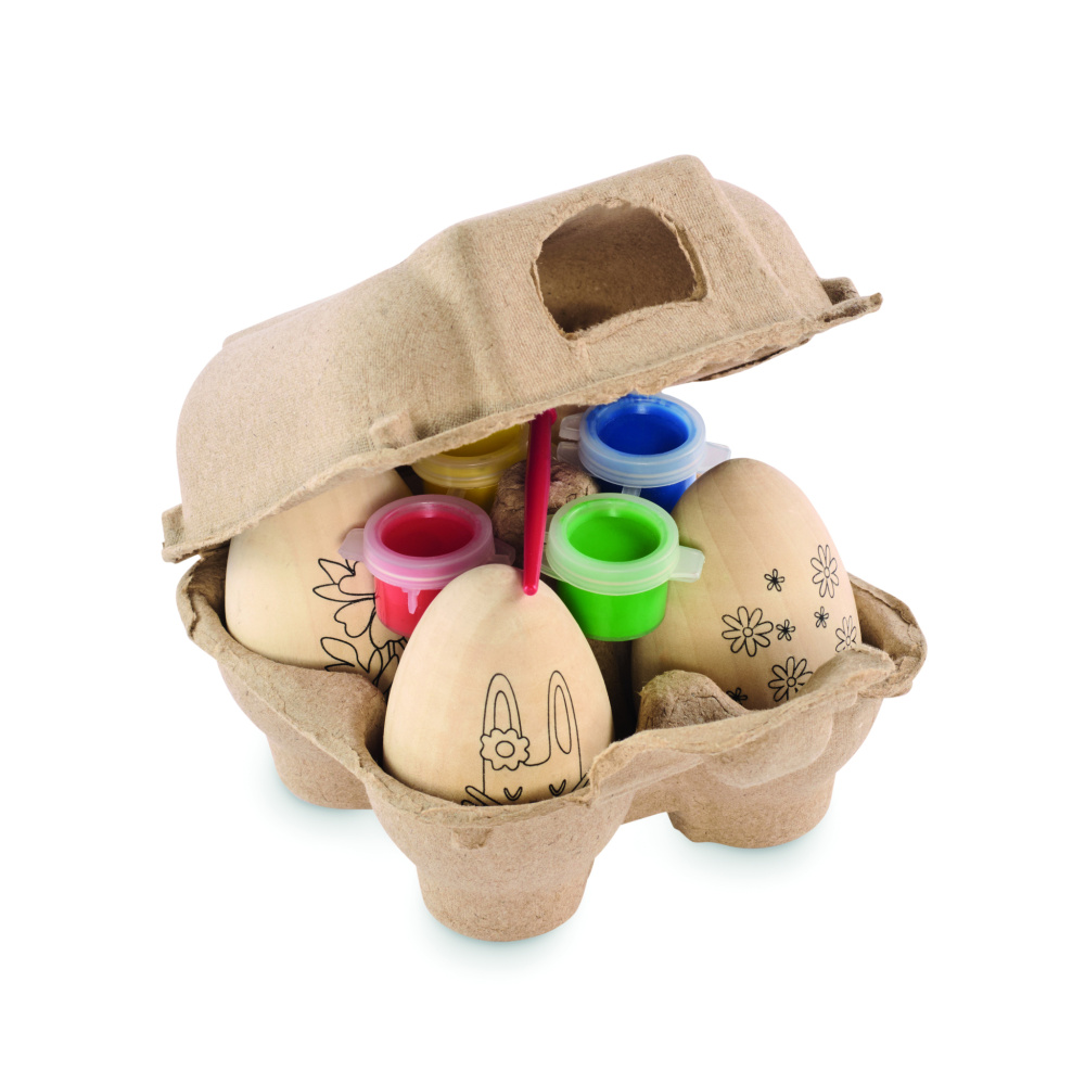 Logo trade promotional merchandise picture of: Wooden eggs painting set