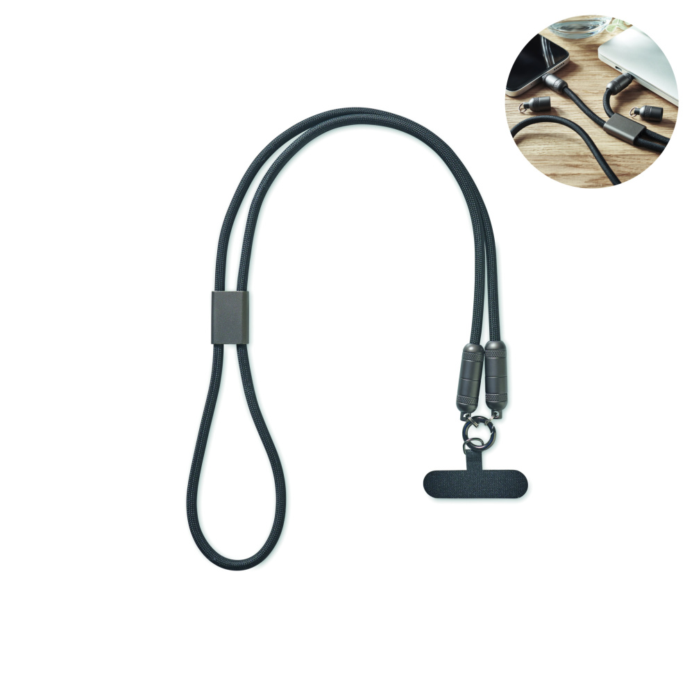 Logo trade promotional merchandise image of: 60W phone holder lanyard cable