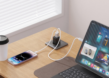 Logo trade promotional gift photo of: Urban Vitamin Monterey RCS recycled plastic 20W GAN charger