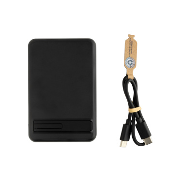 Logo trade promotional products picture of: Zen RCS rplastic 5000 mah 5W magnetic bamboo powerbank