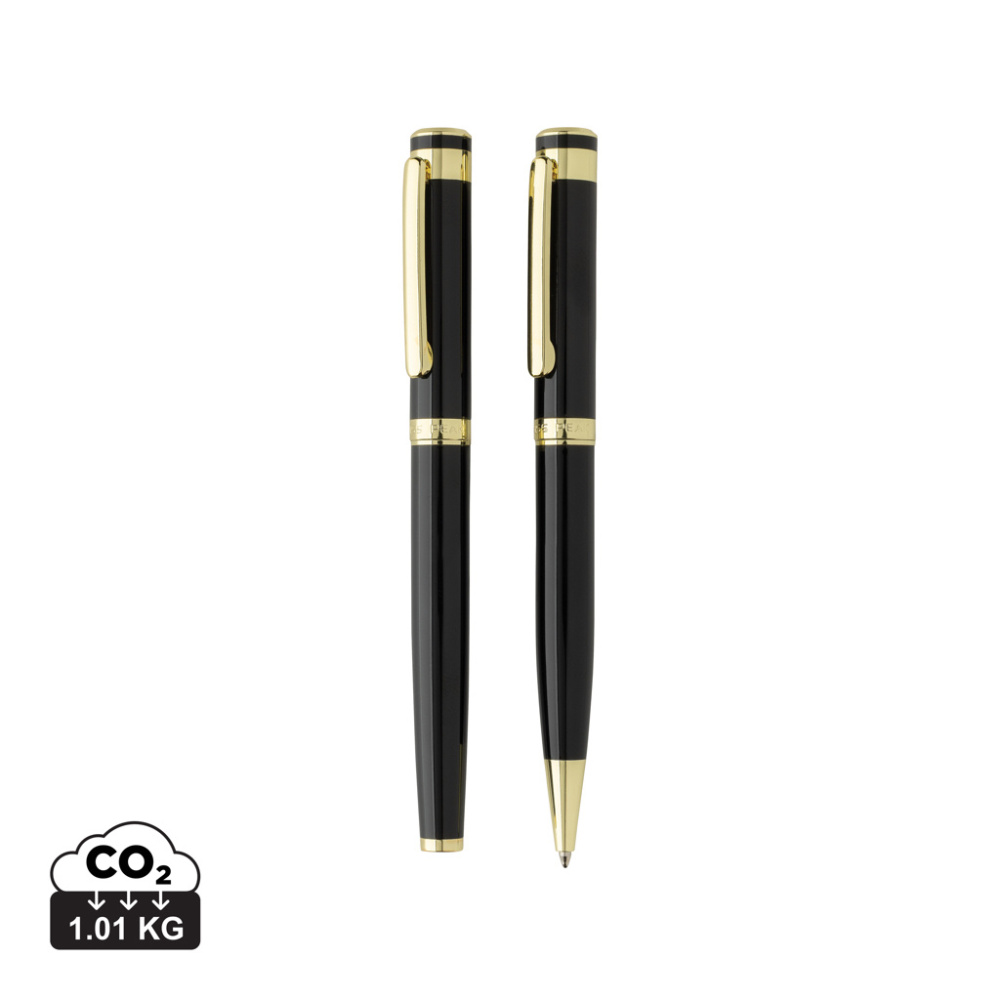 Logo trade promotional giveaways image of: Swiss Peak Luca RCS recycled brass deluxe pen set