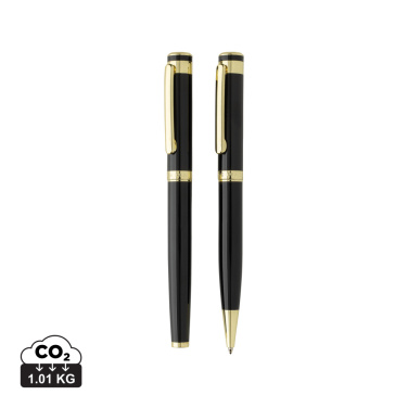 Logo trade promotional merchandise image of: Swiss Peak Luca RCS recycled brass deluxe pen set