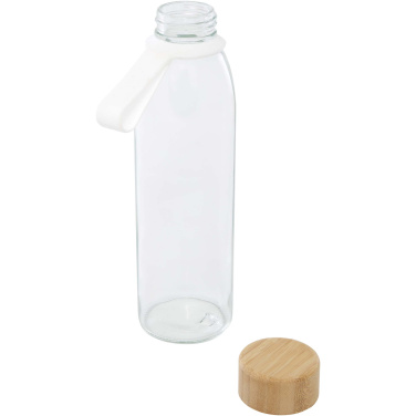 Logo trade promotional items picture of: Porto 500 ml glass water bottle with silicone handle and bamboo lid