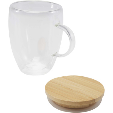 Logo trade promotional gift photo of: Leona 350 ml glass cup with bamboo lid