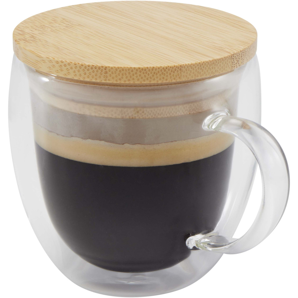 Logotrade promotional products photo of: Lenora 250 ml glass cup with bamboo lid