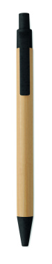Logo trade advertising products image of: Push button ball pen in bamboo