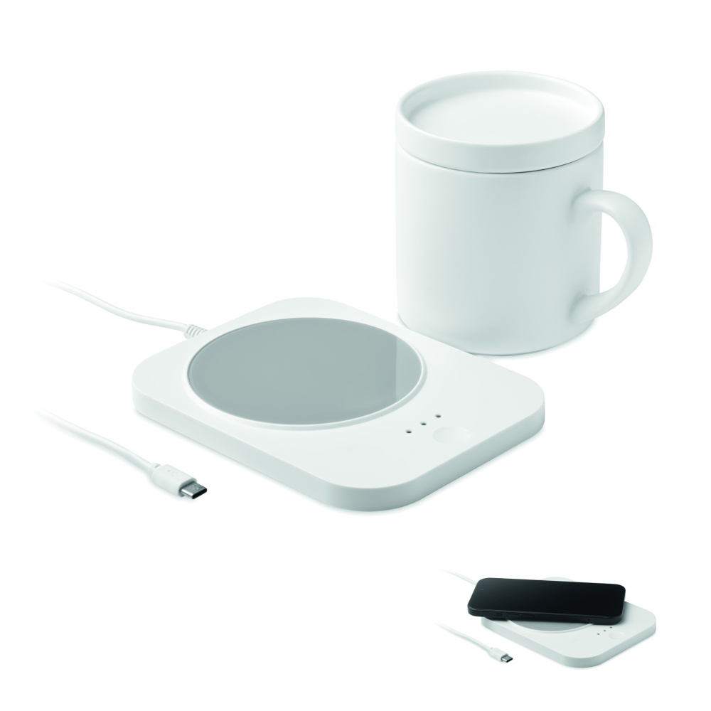 Logotrade promotional products photo of: Wireless charger mug warmer set