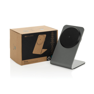 Logo trade promotional giveaways image of: Terra aluminium 15W magnetic wireless charging phone stand