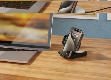 Logo trade advertising products image of: Urban Vitamin Arcadia RCS rplastic 15W 3in1 magnetic charger