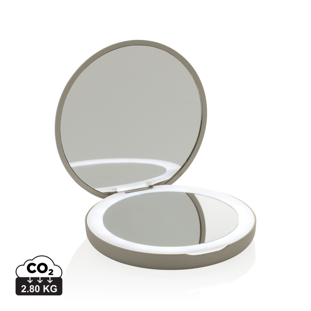 Logo trade promotional items image of: Lumora RCS recycled plastic LED re-chargeable make-up mirror
