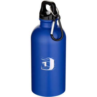 Logo trade promotional merchandise photo of: Oregon 400 ml matte RCS recycled single wall stainless steel water bottle with carabiner