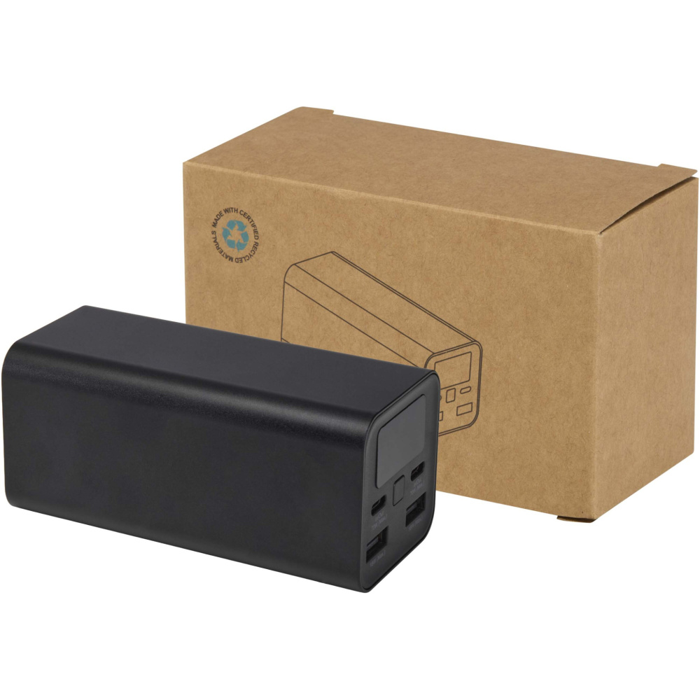 Logo trade promotional items image of: Acamar 20.000 mAh 70W recycled aluminium laptop power bank