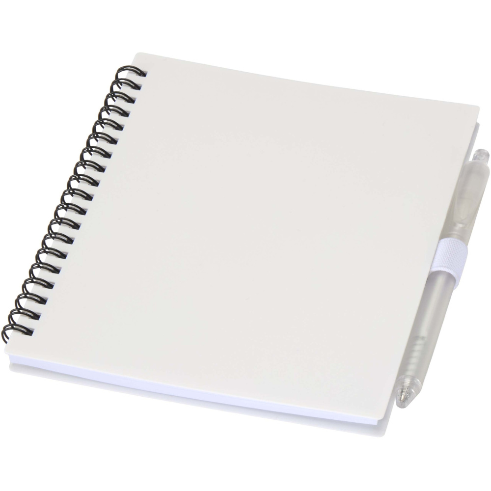 Logo trade advertising products image of: Niove recycled plastic soft cover notebook and ballpoint pen set (blue ink)