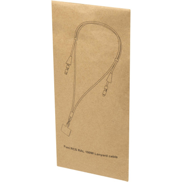 Logotrade advertising product image of: Funi recycled plastic smartphone lanyard with built-in data sync and 100W fast charge 5-in-1 cable