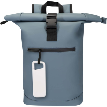 Logo trade promotional items image of: Alkes 5000 mAh 12W recycled plastic water resistant power bank with carabiner