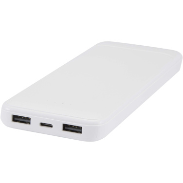 Logotrade promotional item image of: Adhil 10.000 mAh 10W recycled plastic power bank with 2 built-in cables